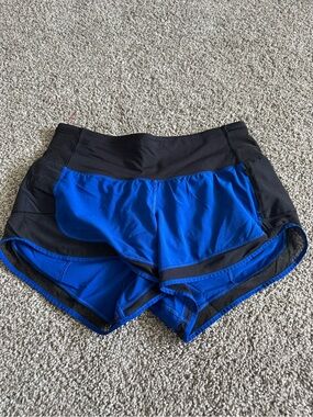 lululemon athletica Black and Royal Blue Layered Running Shorts Sz 4